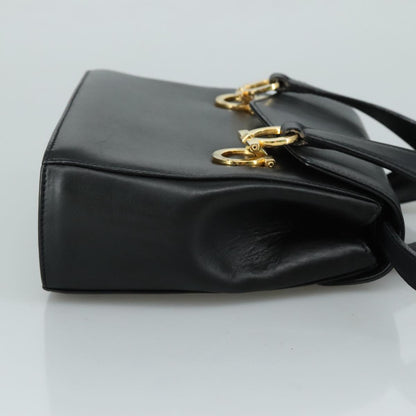 Salvatore Ferragamo Black Leather Gancini