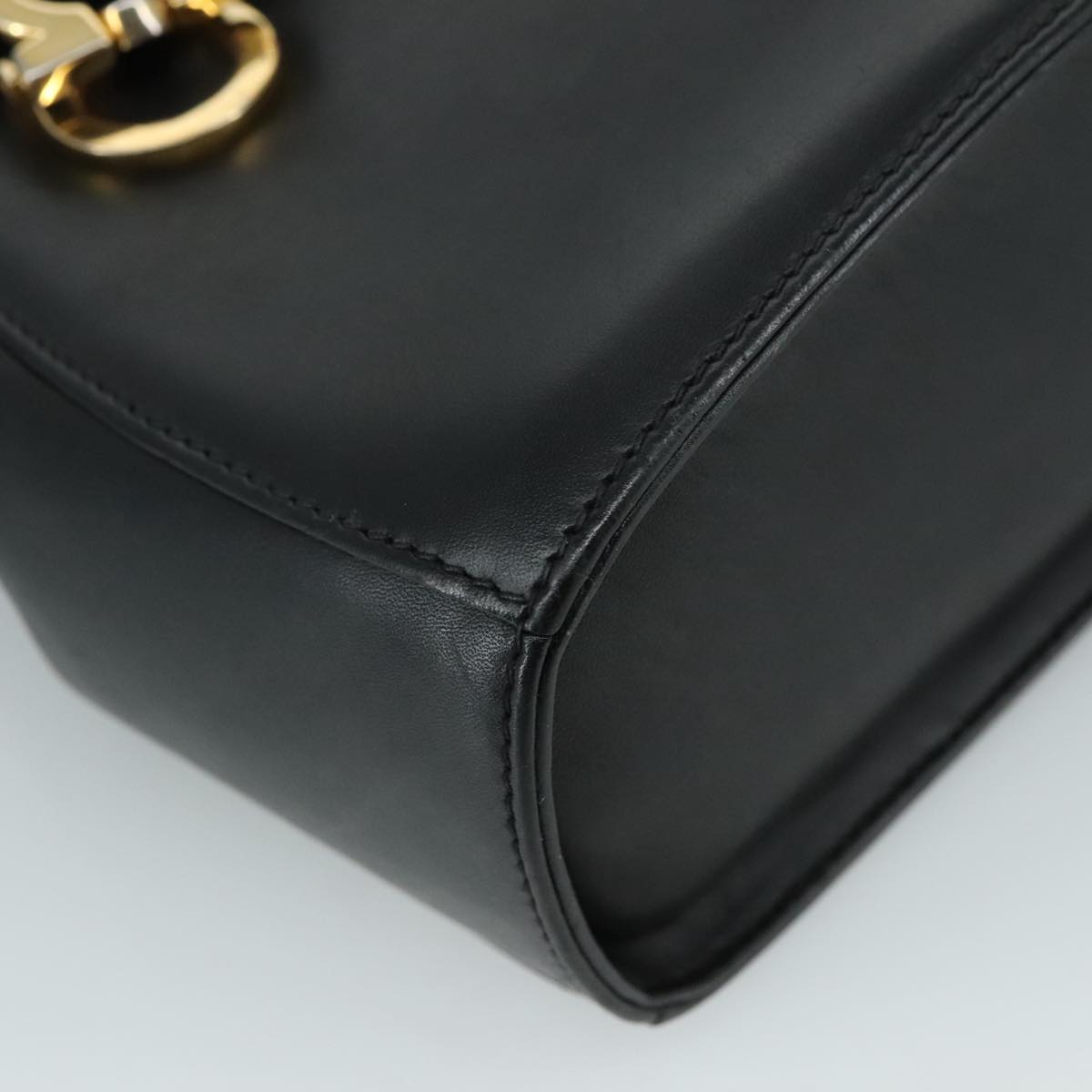 Salvatore Ferragamo Black Leather Gancini