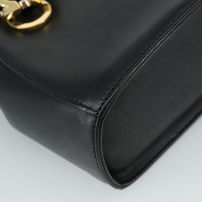 Salvatore Ferragamo Black Leather Gancini