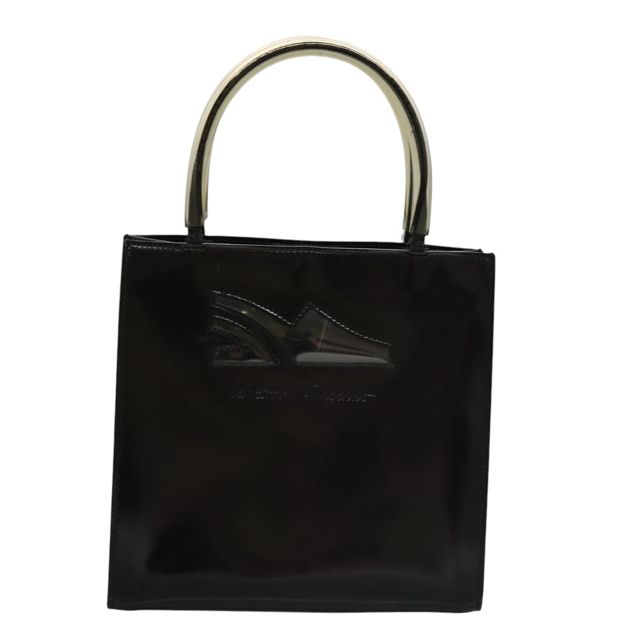 Salvatore Ferragamo Black Patent Leather Handbag