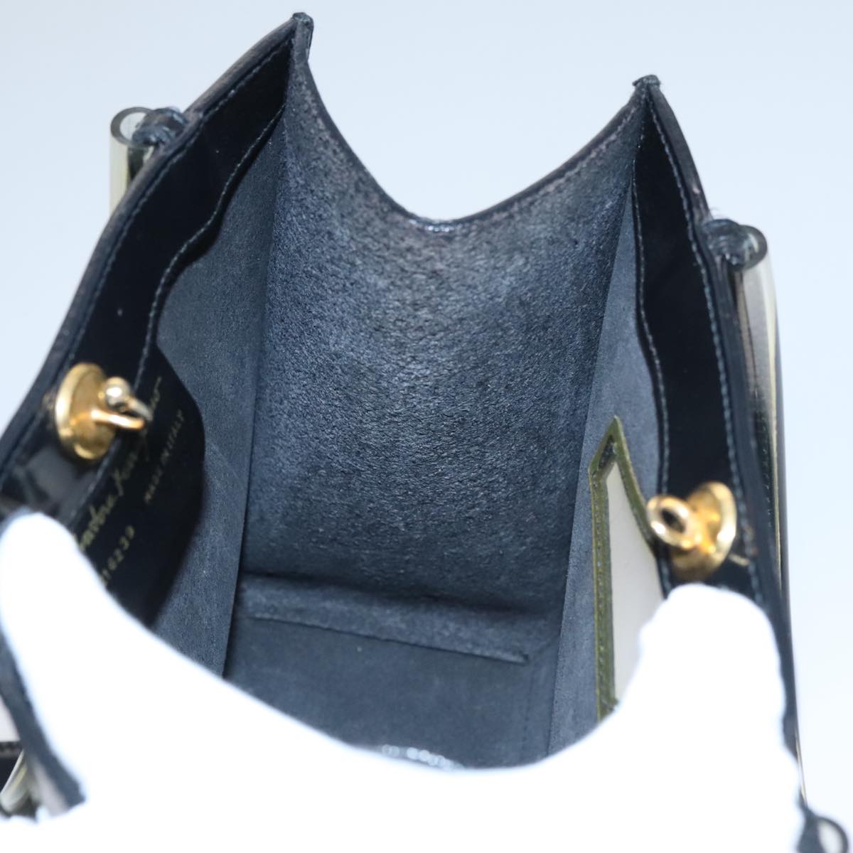 Salvatore Ferragamo Black Patent Leather Handbag