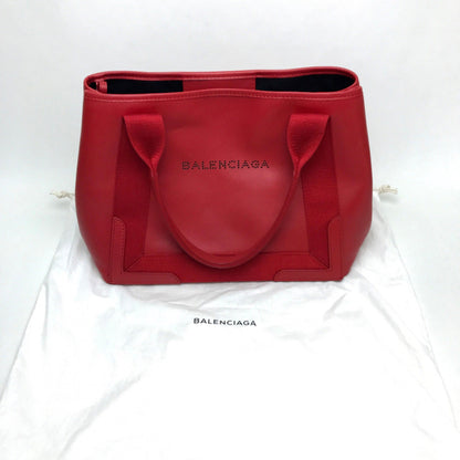 Balenciaga Red Leather Navy Cabas