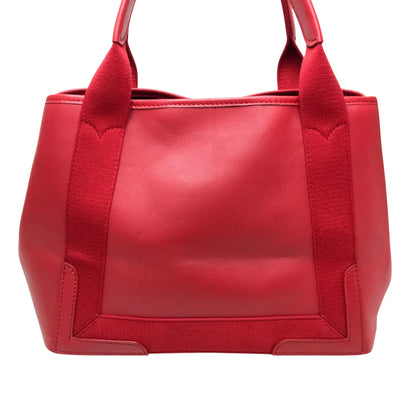 Balenciaga Red Leather Navy Cabas