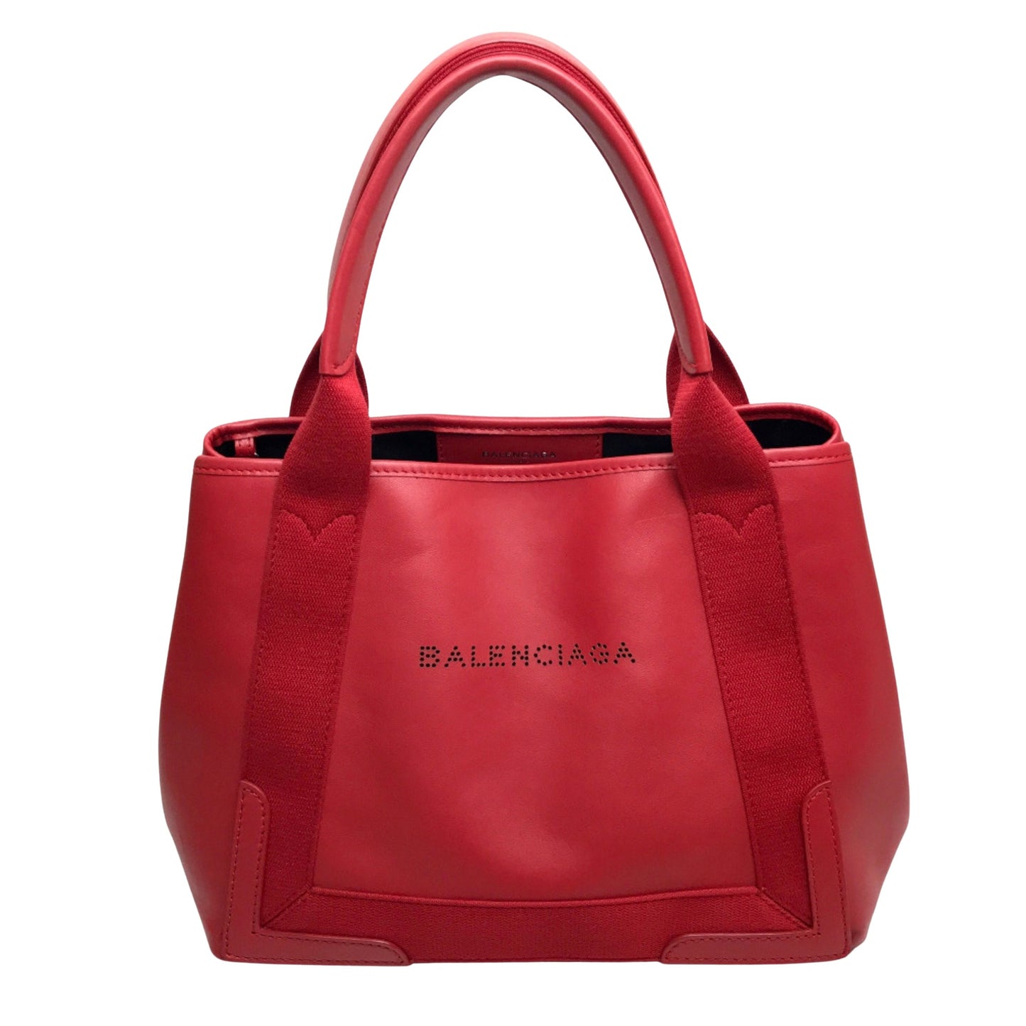 Balenciaga Red Leather Navy Cabas
