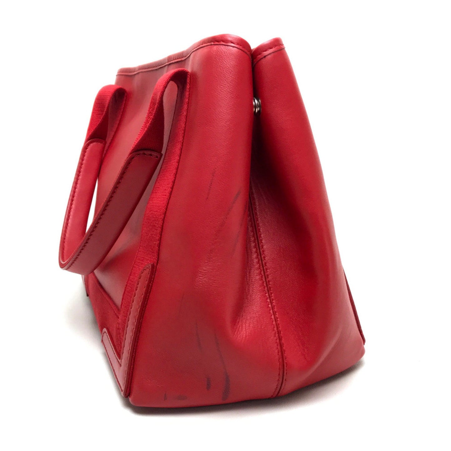 Balenciaga Red Leather Navy Cabas