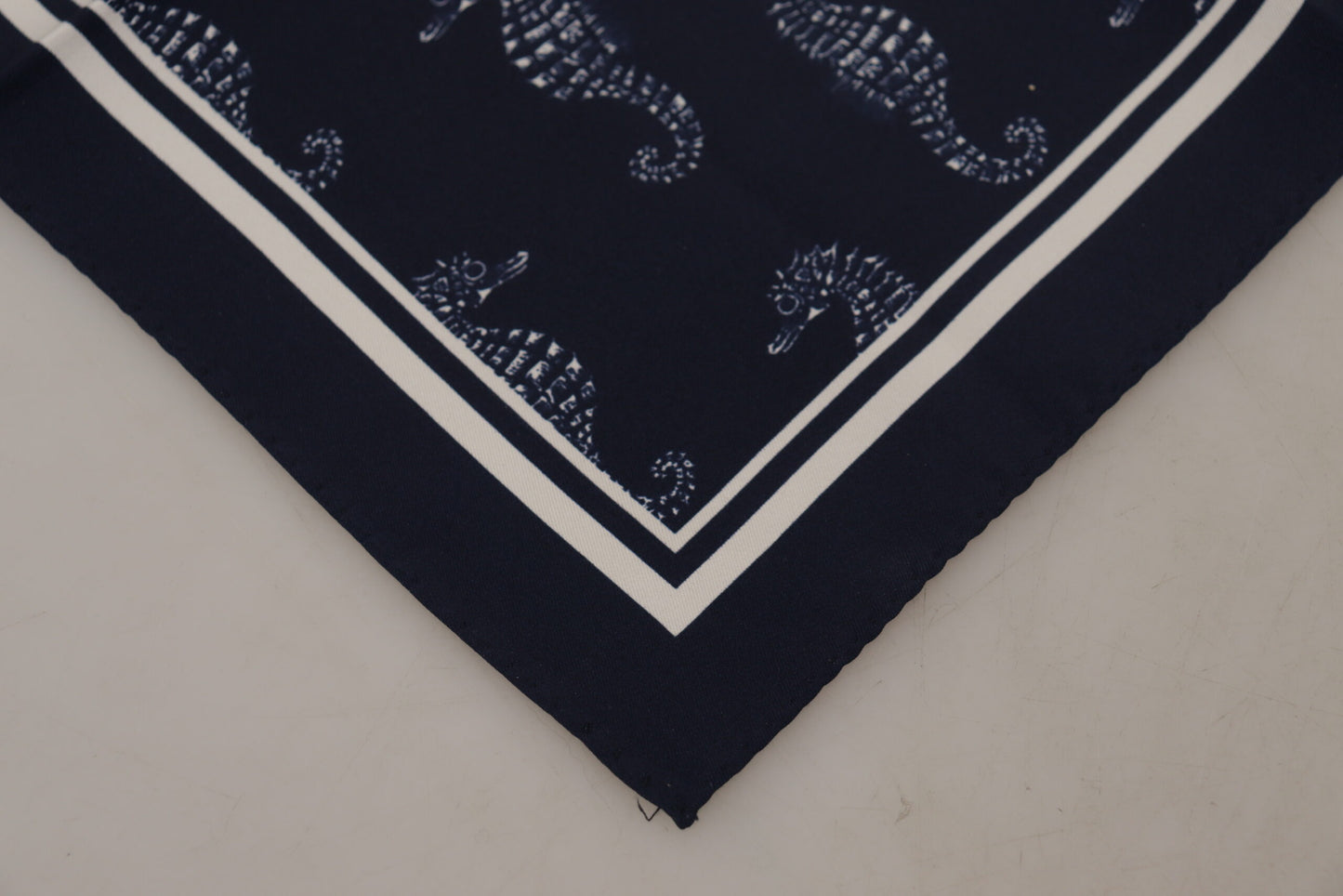 Dolce & Gabbana Elegant Blue Seahorse Silk Men'S Scarf