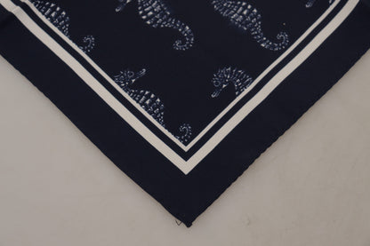 Dolce & Gabbana Elegant Blue Seahorse Silk Men'S Scarf