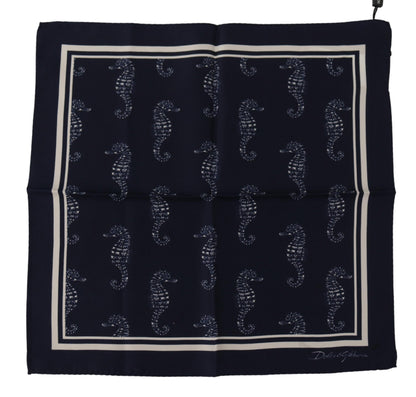 Dolce & Gabbana Elegant Blue Seahorse Silk Men'S Scarf