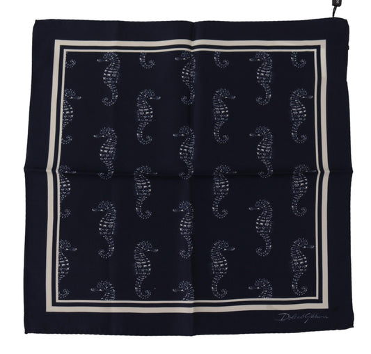 Dolce & Gabbana Elegant Blue Seahorse Silk Men'S Scarf