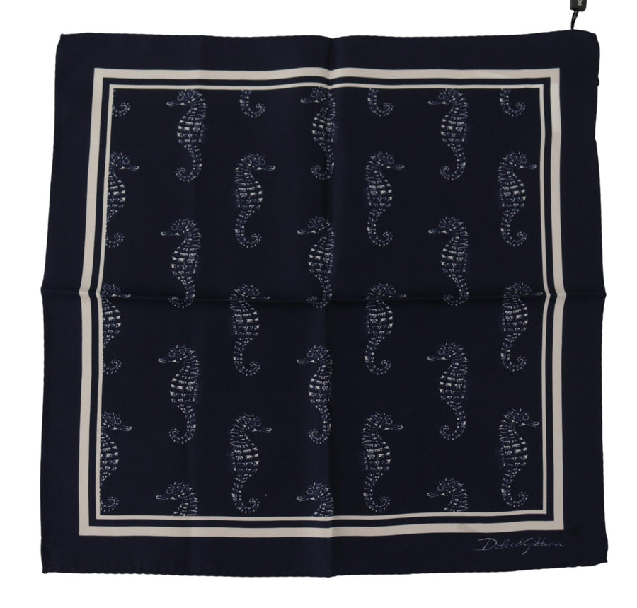 Dolce & Gabbana Elegant Blue Seahorse Silk Men'S Scarf
