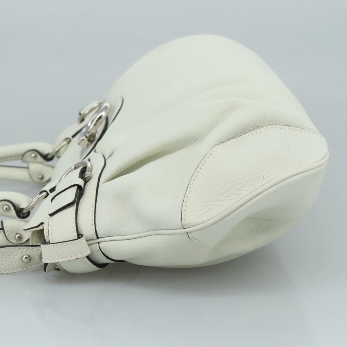 Salvatore Ferragamo White Leather Gancini
