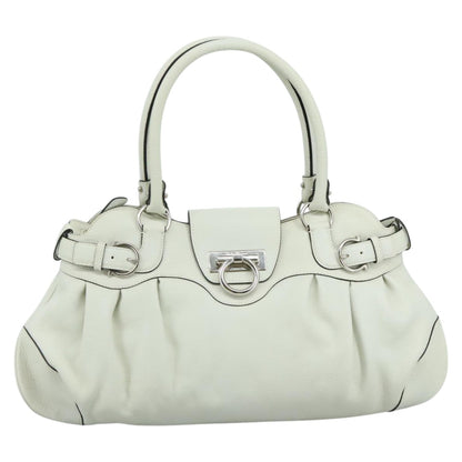 Salvatore Ferragamo White Leather Gancini