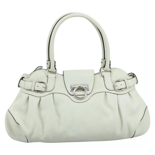 Salvatore Ferragamo White Leather Gancini