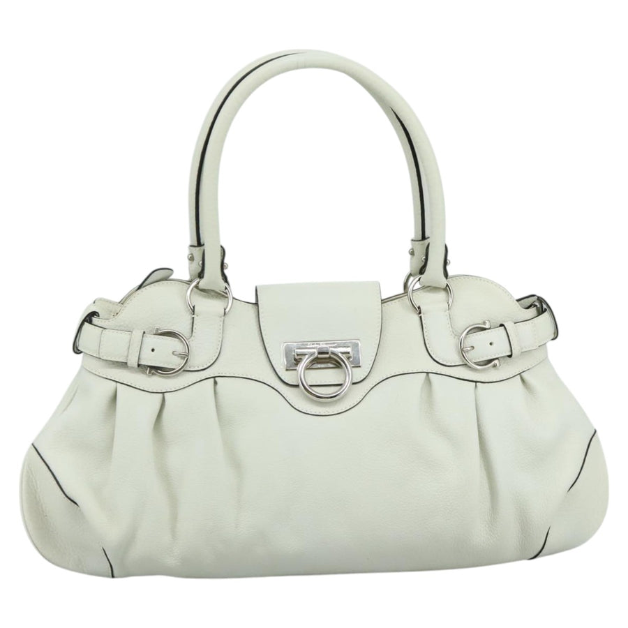 Salvatore Ferragamo White Leather Gancini