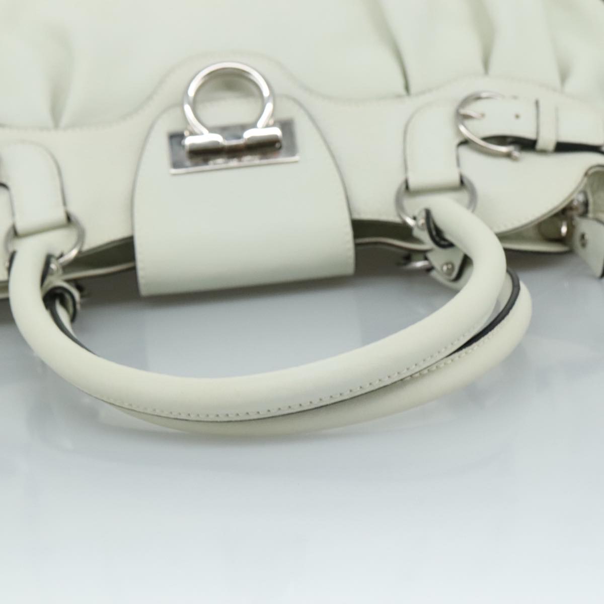 Salvatore Ferragamo White Leather Gancini