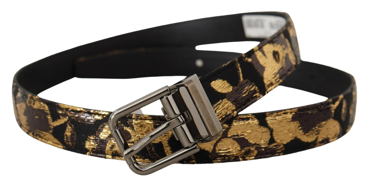 Dolce & Gabbana Multicolor Leather Belt With Black Buckle