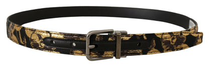 Dolce & Gabbana Multicolor Leather Belt With Black Buckle