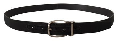 Dolce & Gabbana Elegant Grosgrain Leather Belt With Silver Buckle