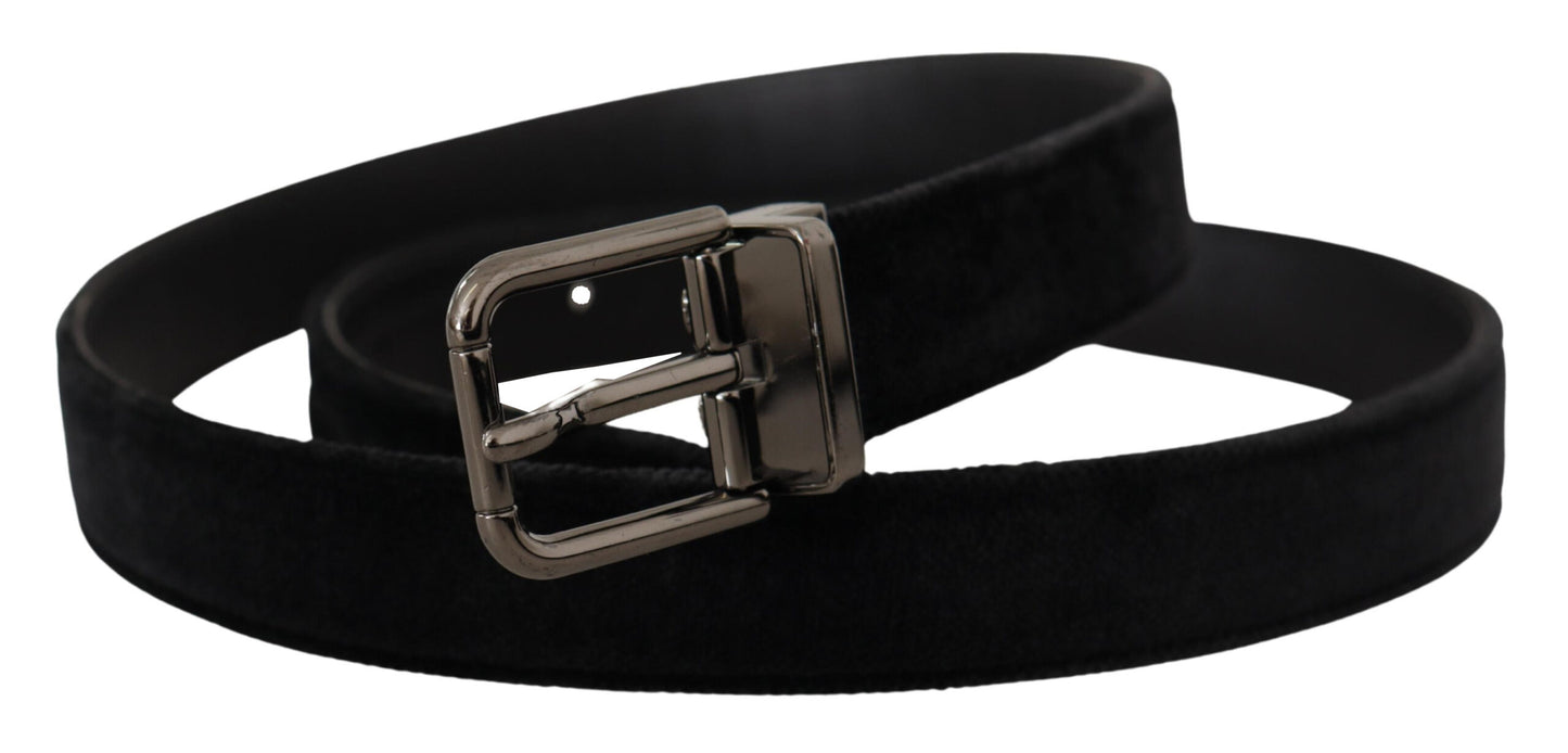 Dolce & Gabbana Elegant Black Leather Belt With Silver Tone Buckle