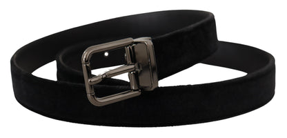 Dolce & Gabbana Elegant Black Leather Belt With Silver Tone Buckle