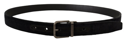 Dolce & Gabbana Elegant Black Leather Belt With Silver Tone Buckle