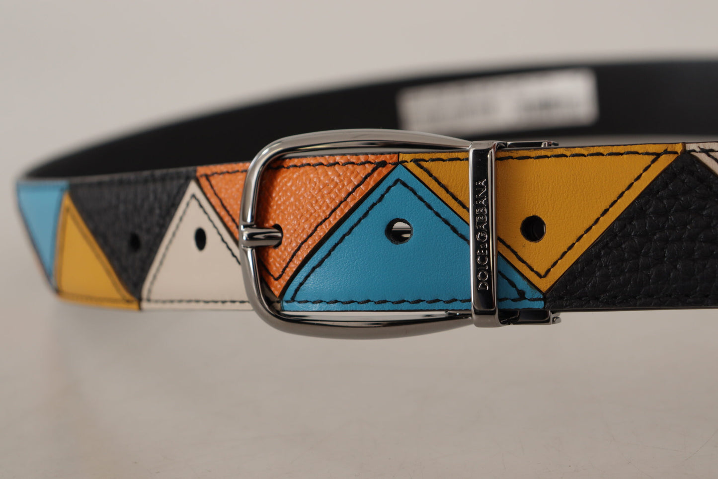 Dolce & Gabbana Elegant Multicolor Leather Belt With Silver Buckle