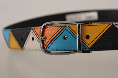 Dolce & Gabbana Elegant Multicolor Leather Belt With Silver Buckle