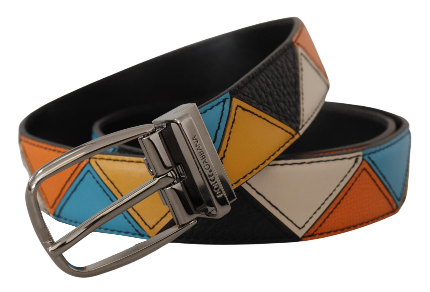 Dolce & Gabbana Elegant Multicolor Leather Belt With Silver Buckle