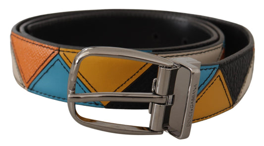 Dolce & Gabbana Elegant Multicolor Leather Belt With Silver Buckle