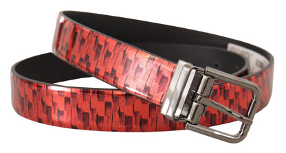 Dolce & Gabbana Elegant Red Leather Belt With Silver Buckle
