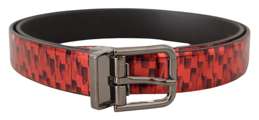 Dolce & Gabbana Elegant Red Leather Belt With Silver Buckle