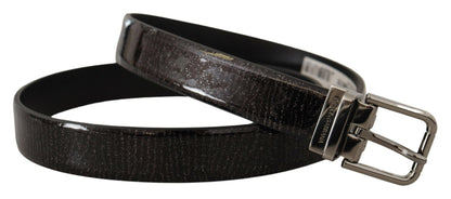Dolce & Gabbana Elegant Black Leather Belt With Silver Buckle