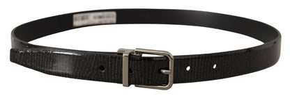 Dolce & Gabbana Elegant Black Leather Belt With Silver Buckle