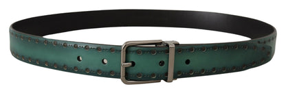 Dolce & Gabbana Elegant Leather Belt With Silver Tone Buckle