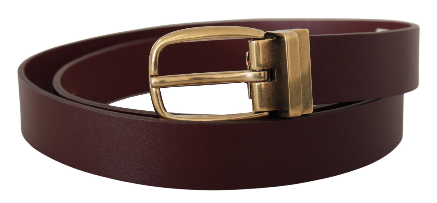Dolce & Gabbana Elegant Brown Leather Belt With Gold Buckle