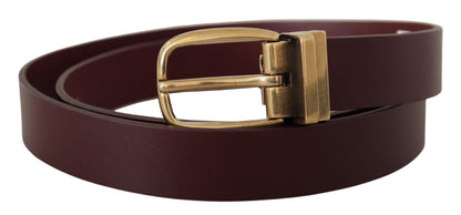 Dolce & Gabbana Elegant Brown Leather Belt With Gold Buckle