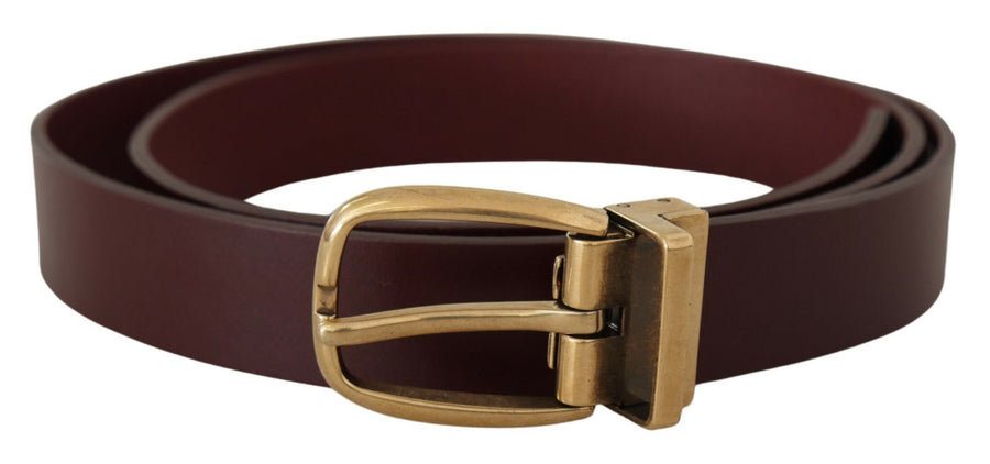 Dolce & Gabbana Elegant Brown Leather Belt With Gold Buckle