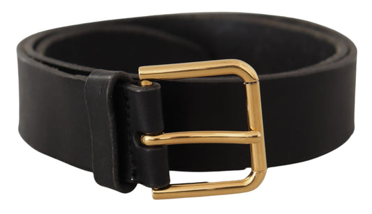 Dolce & Gabbana Elegant Black Leather Belt With Metal Buckle