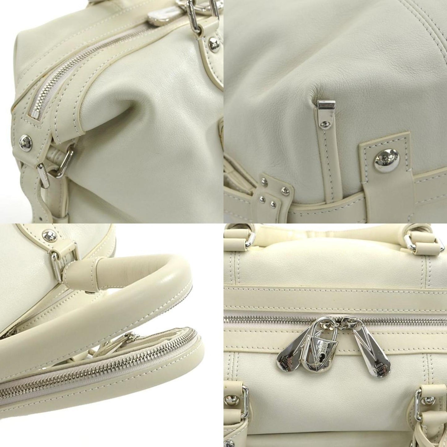 Louis Vuitton White Leather Boston
