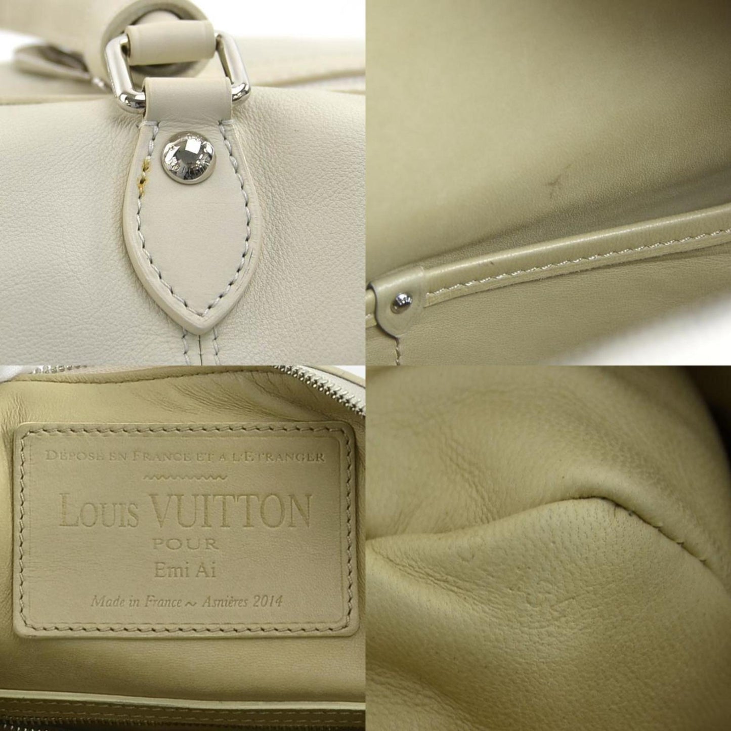 Louis Vuitton White Leather Boston