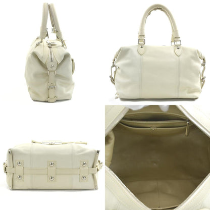 Louis Vuitton White Leather Boston