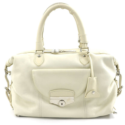 Louis Vuitton White Leather Boston