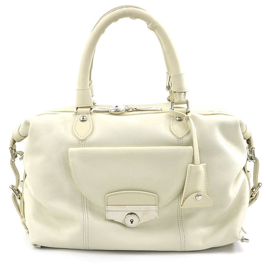 Louis Vuitton White Leather Boston