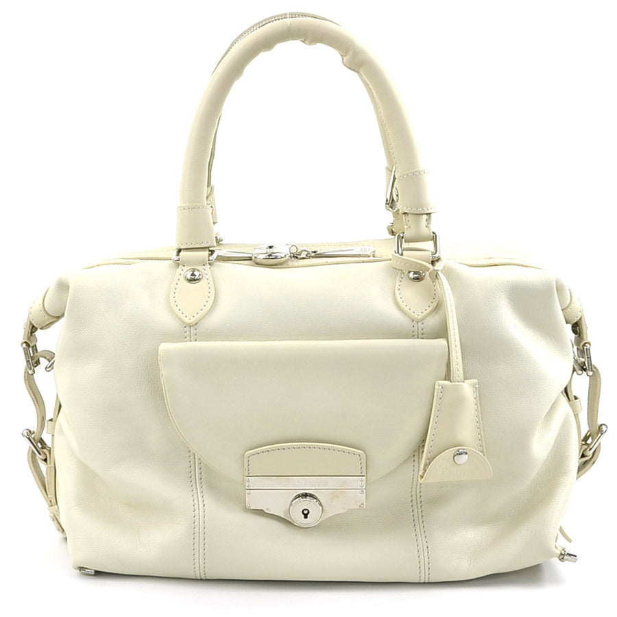 Louis Vuitton White Leather Boston