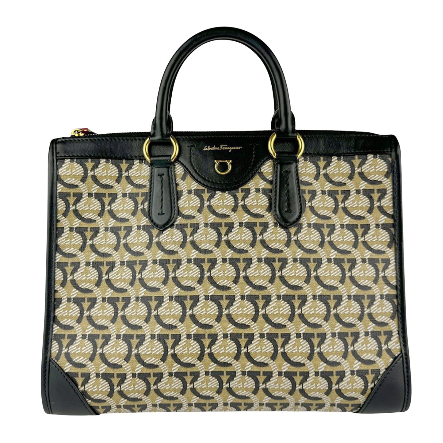 Salvatore Ferragamo Brown Canvas Gancini