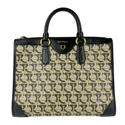 Salvatore Ferragamo Brown Canvas Gancini