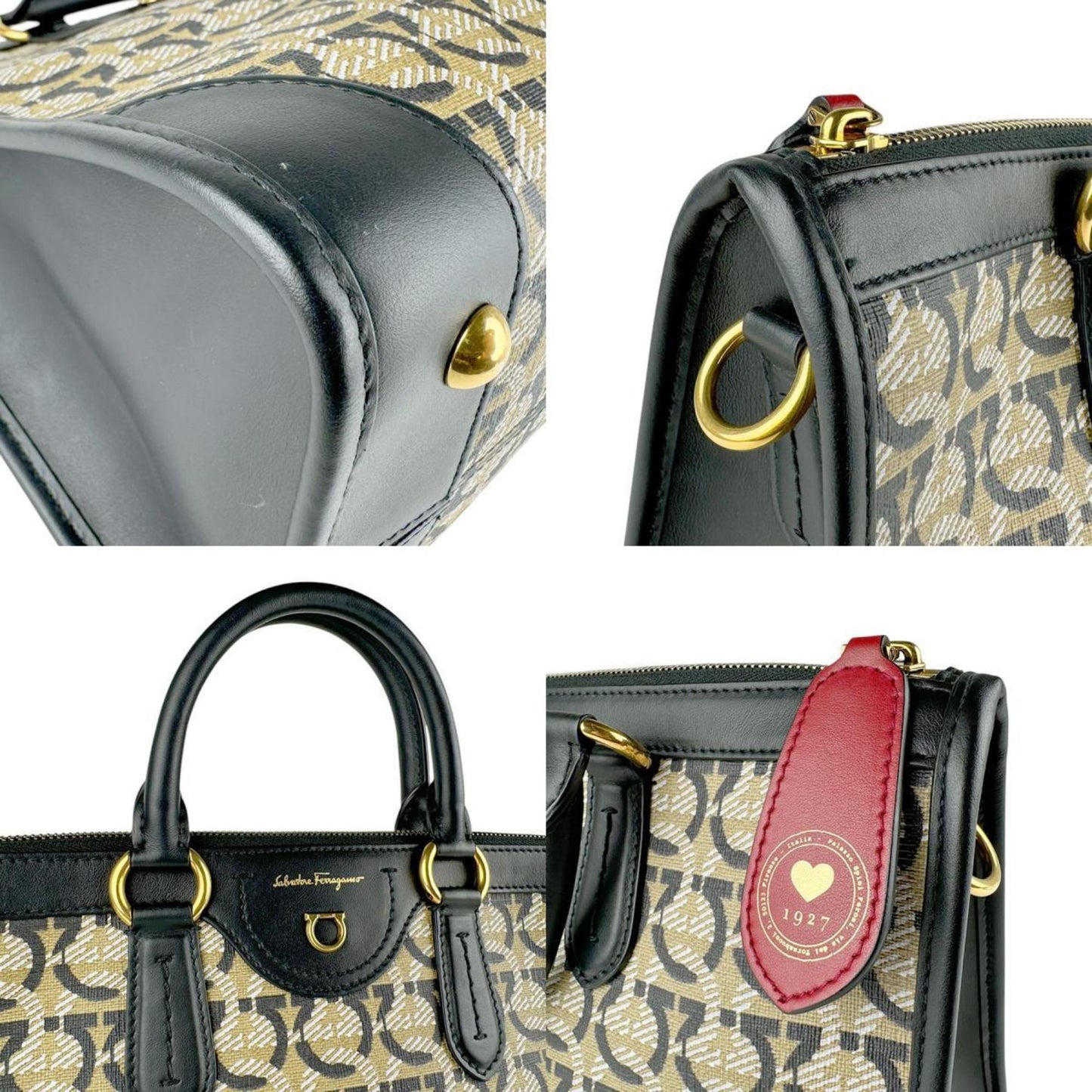 Salvatore Ferragamo Brown Canvas Gancini
