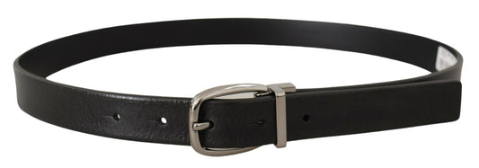 Dolce & Gabbana Elegant Black Leather Belt With Metal Buckle