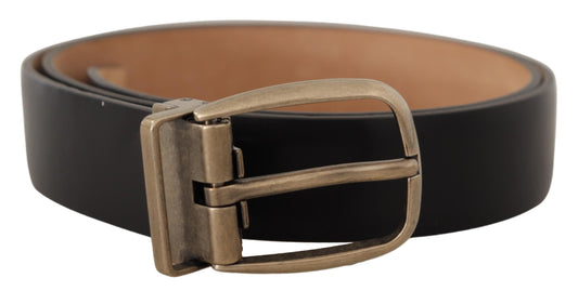 Dolce & Gabbana Elegant Black Leather Belt With Metal Buckle