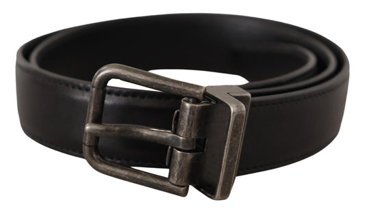 Dolce & Gabbana Elegant Black Leather Belt With Metal Buckle